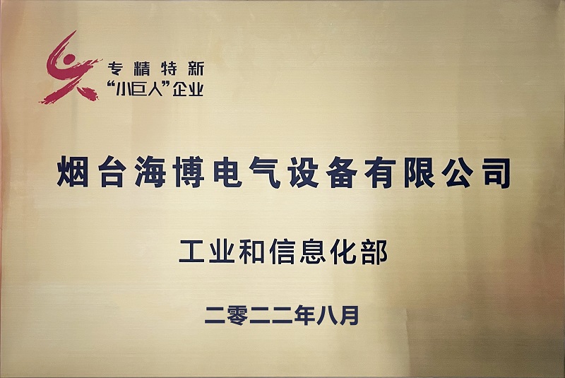 熱烈祝賀海博電氣獲得第四批國家級專精特新“小巨人”稱號